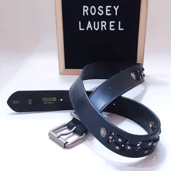 Vintage VERSUS Versace Leather Belt w Lion Heads - Picture 1 of 10